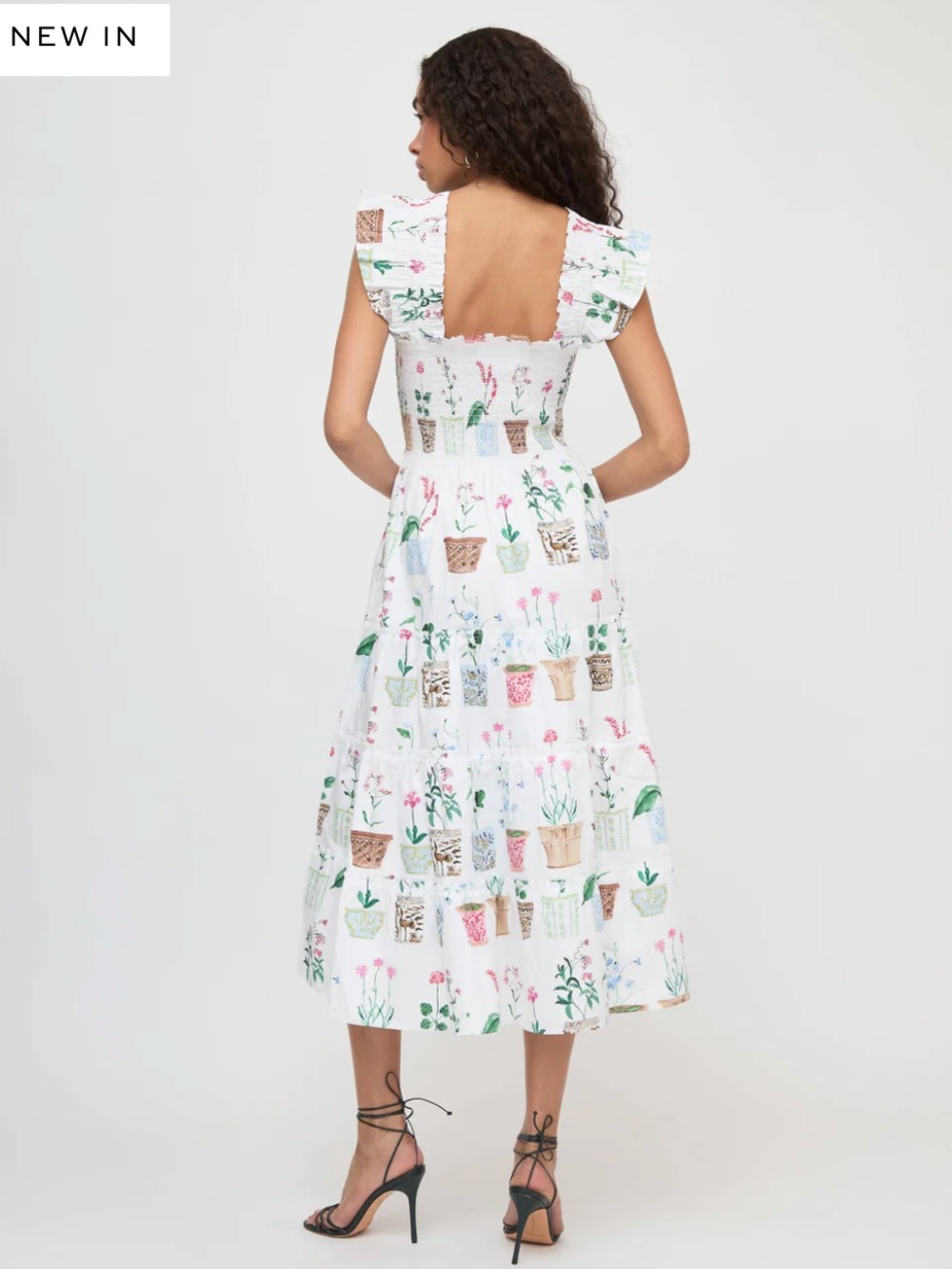 Hill House Home The Ellie Nap Dress in Flower Pots White Multi Large - Picture 5 of 5